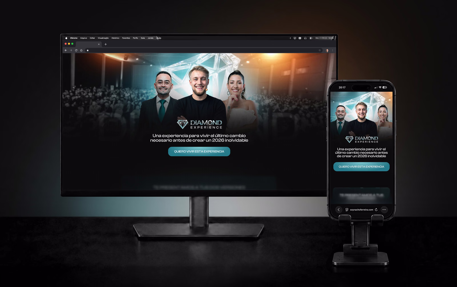 Projeto Diamond Experience em desktop e celular