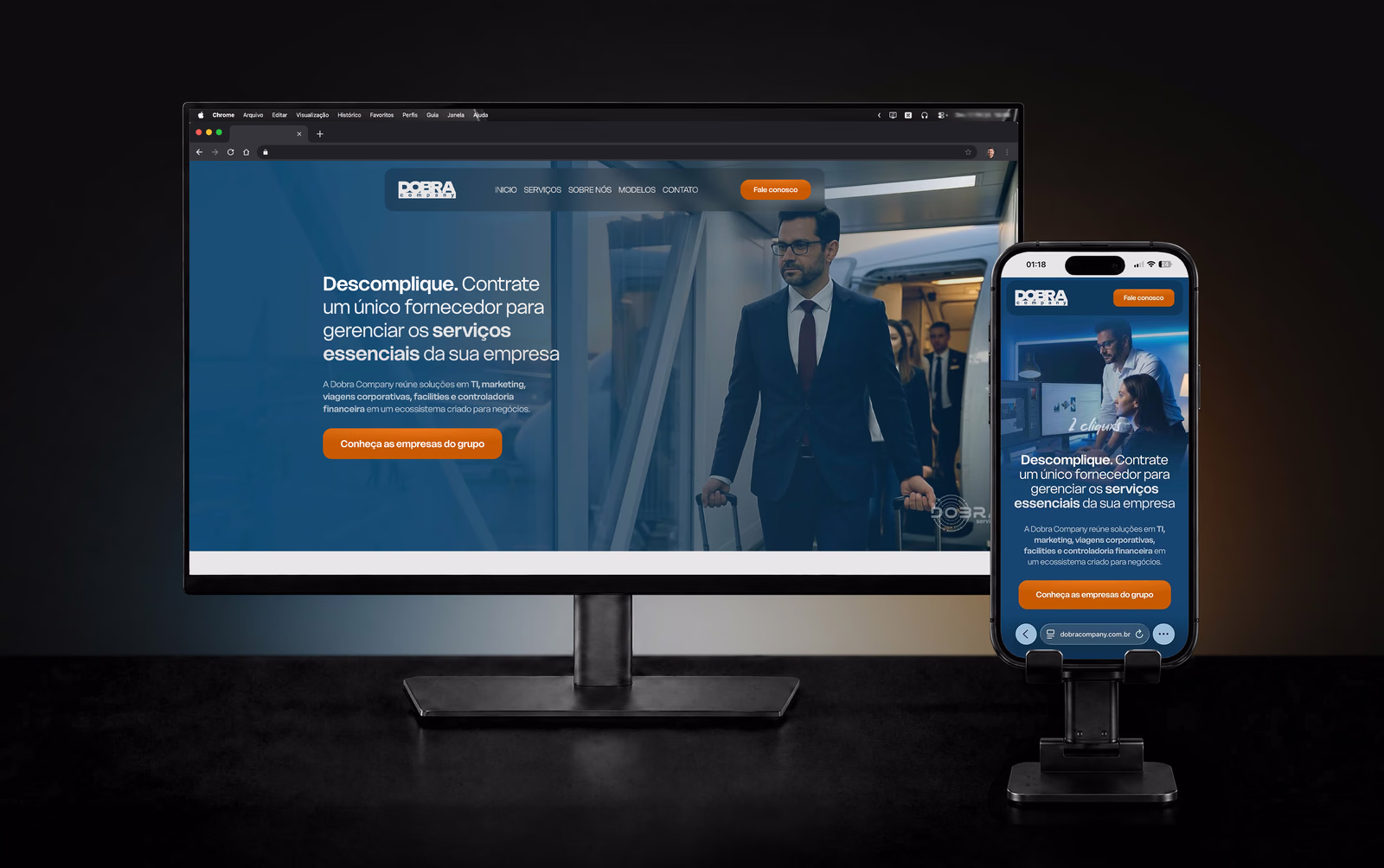 Projeto Dobra Company em desktop e celular