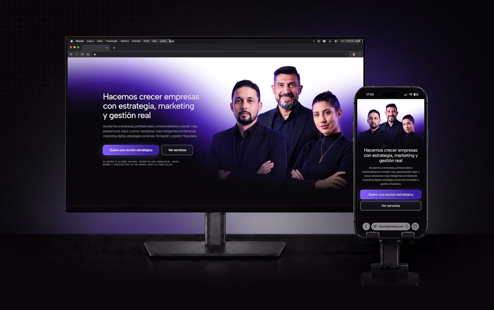 Projeto de site institucional ADFE em desktop e celular