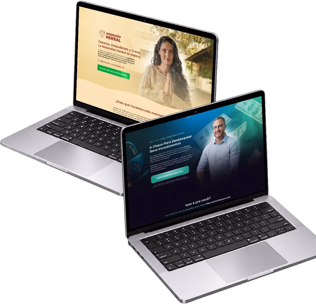 Dois notebooks exibindo projetos de sites