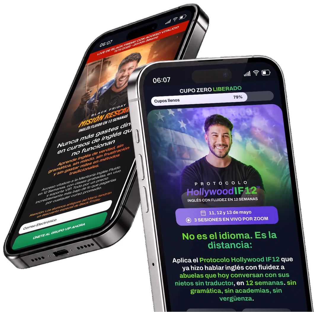 Landing pages apresentadas em dois celulares
